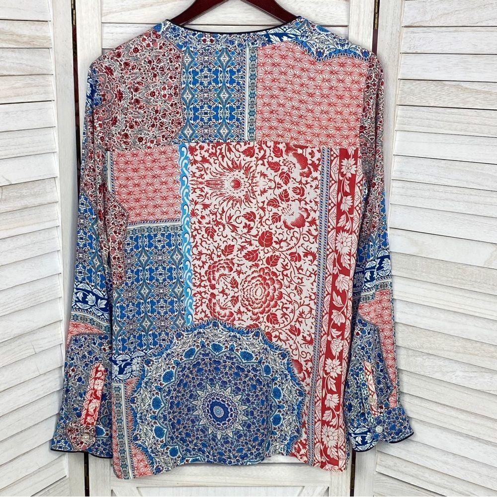 Sanctuary Multi Patchwork Print Button Front Blou… - image 8